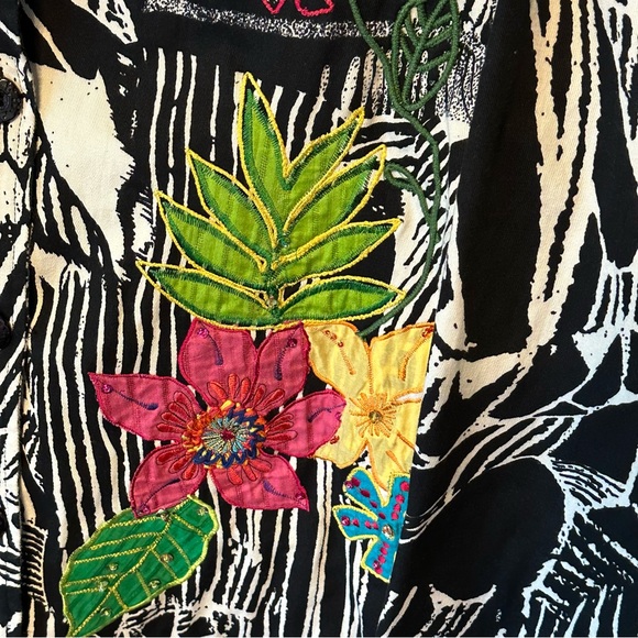 Vintage 90's UNITS embroidered jacket LARGE floral - Picture 6 of 10